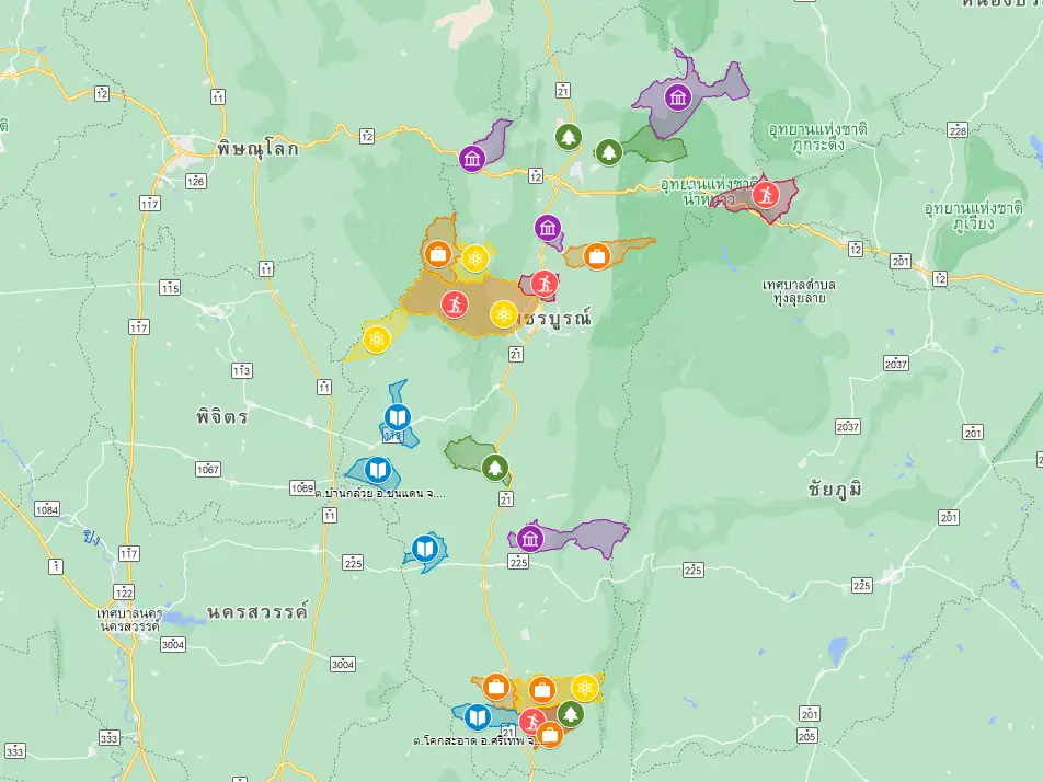 แผนที่พื้นที่เป้าหมายงานบริการวิชาการ เสริมสร้างความสัมพันธ์กับชุมชนเพื่อการพัฒนาท้องถิ่นประจำปีงบประมาณ พ.ศ. 2567