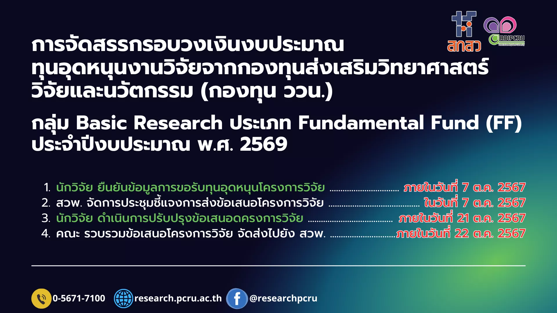 6710041003 Basic Research Fundamental Fund (FF) 2569